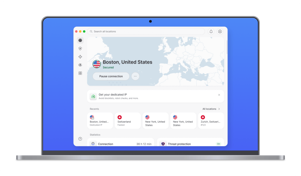 NordVPN desktop app interface displaying world map server locations and double encryption options
